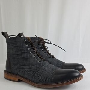 Taft Jack Charcoal Plaid Leather Men's Lace Up Ankle Boots